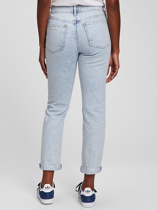 2 of 8 showing, with the color blue marble wash of product Mid Rise Girlfriend Jeans with Washwell