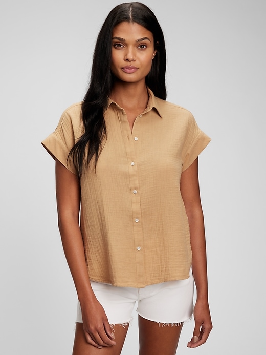 Image number 3 showing, Crinkle Gauze Button-Front Shirt