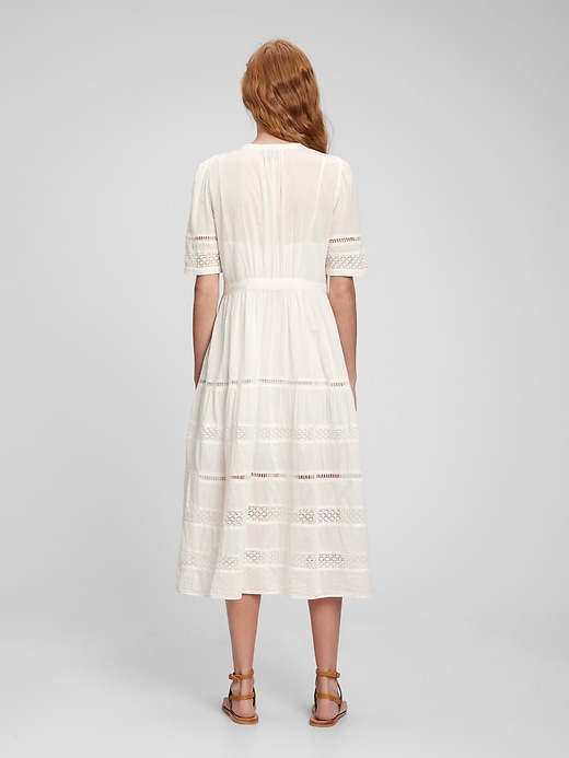 2 of 8 showing, with the color new off white of product Lace Button-Front Midi Dress