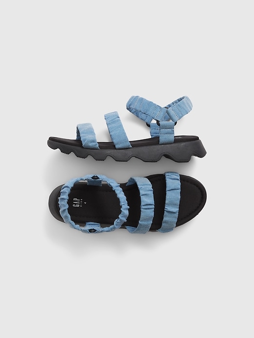 1 of 8 showing, with the color blue chambray of product Kids Ruched Sandals