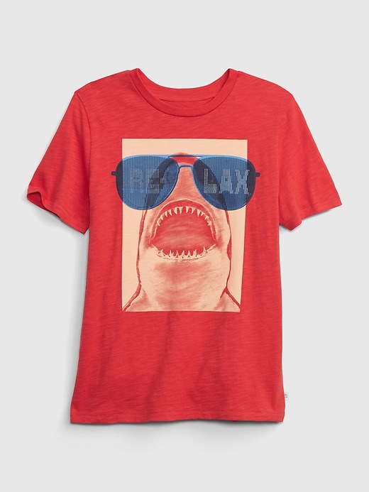 1 of 8 showing, with the color red of product Kids Interactive Graphic T-Shirt