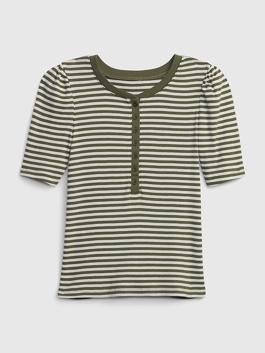 1 of 8 showing, with the color green stripe of product Kids Rib Henley T-Shirt
