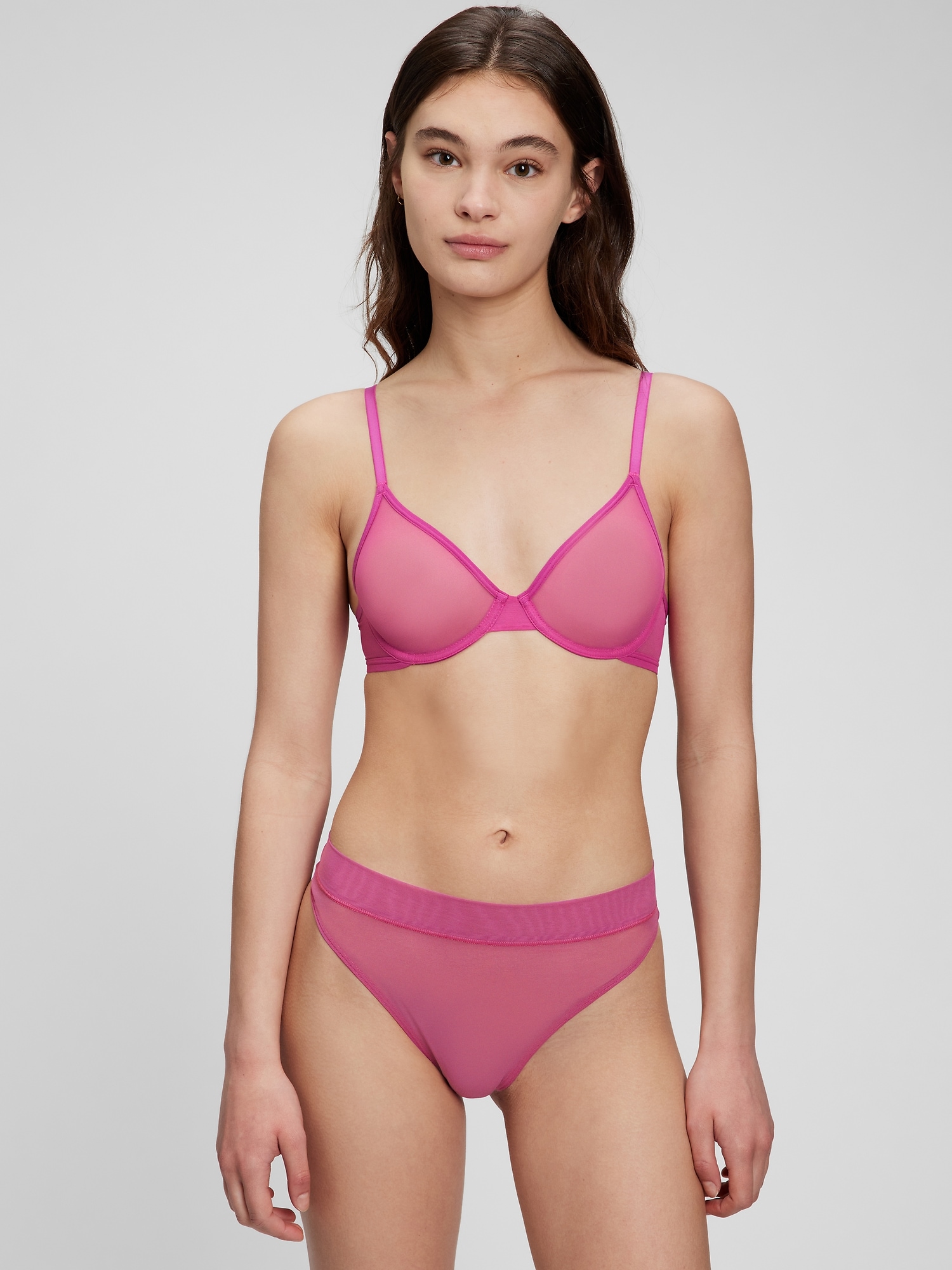 Gap Mesh Semi-Demi Bra pink. 1