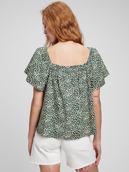 2 of 8 showing, with the color green print of product Flutter Sleeve Top