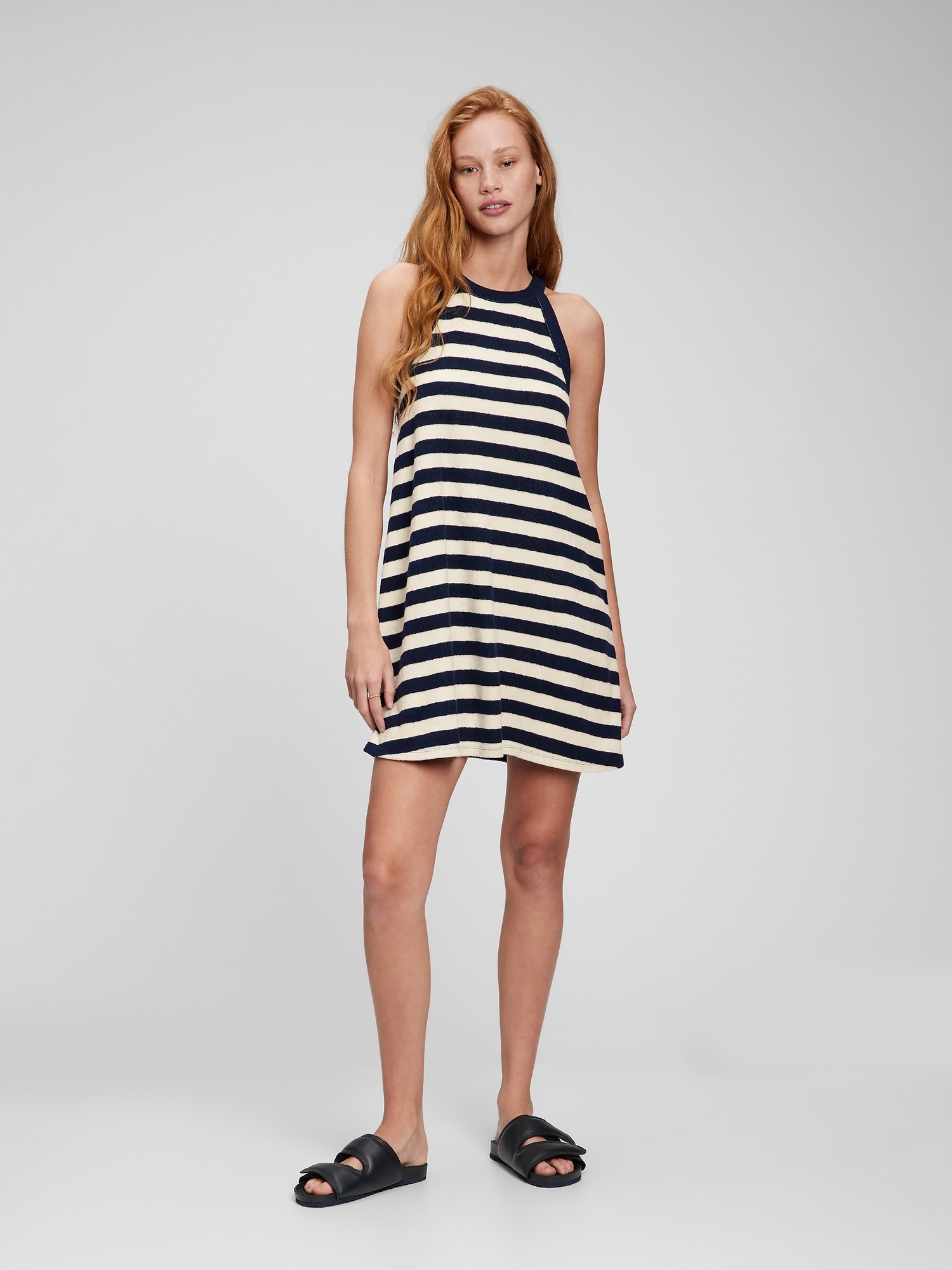 Towel Terry Stripe Halter Dress Gap
