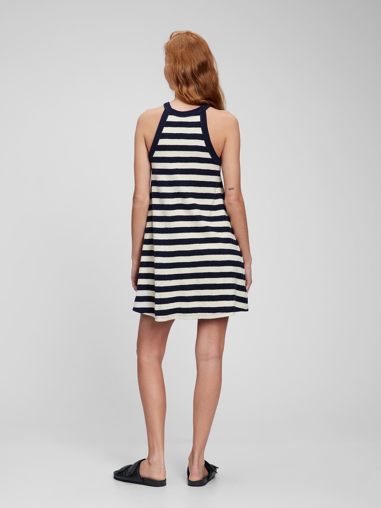 Towel Terry Stripe Halter Dress Gap