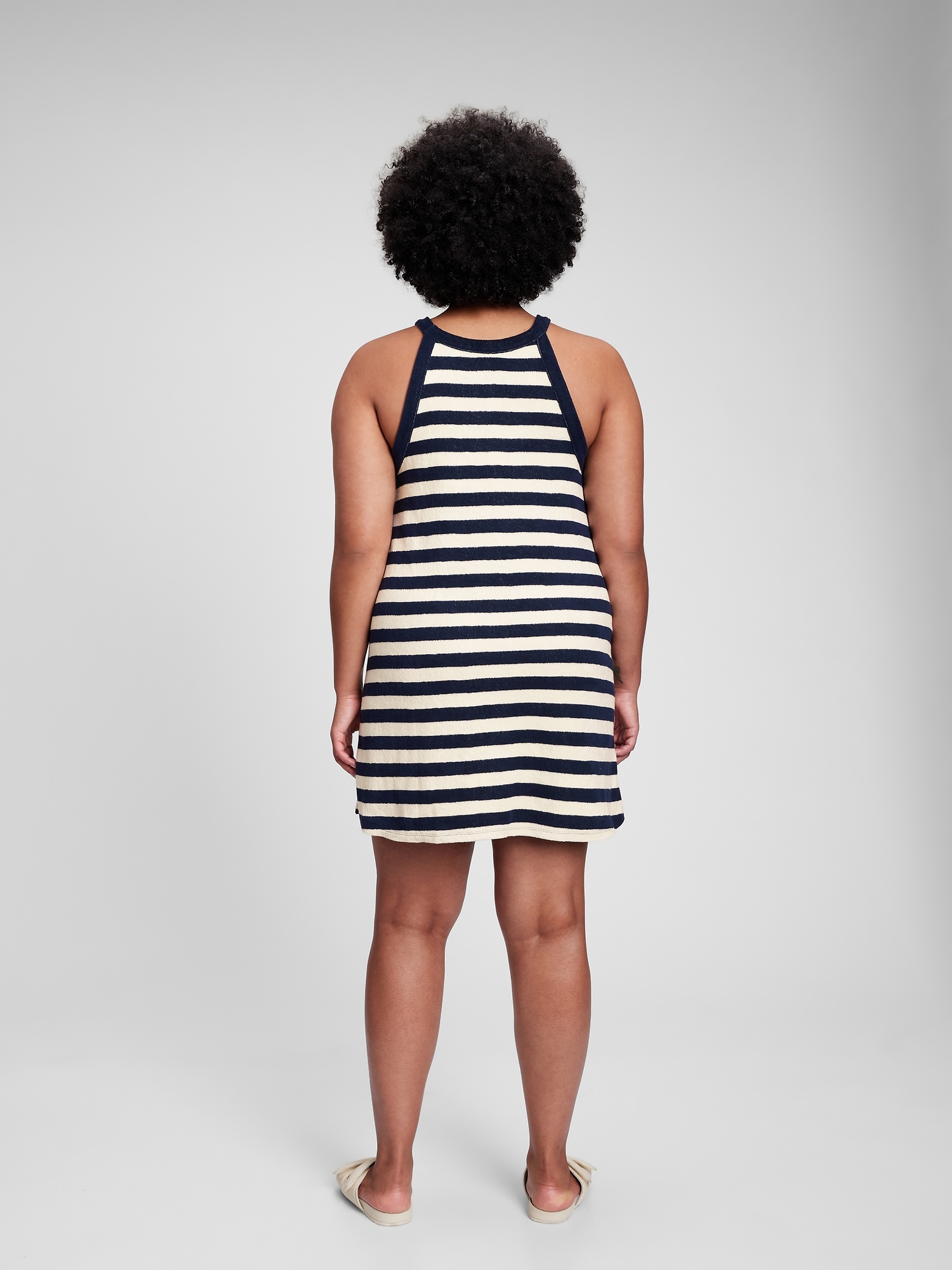 Towel Terry Stripe Halter Dress Gap