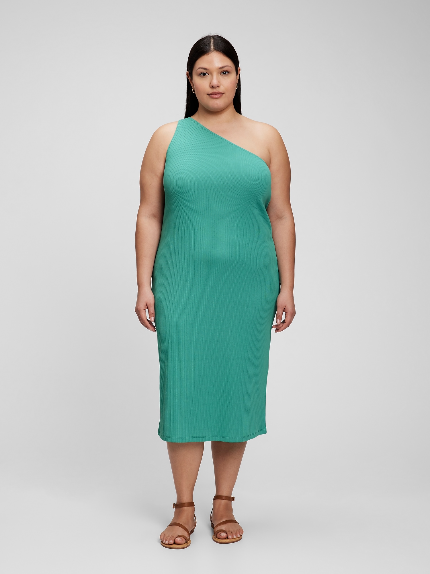 Rib OneShoulder Midi Dress Gap