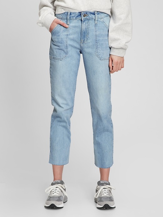 Gap Mid Rise Utility Universal Slim Boyfriend Jeans with Washwell