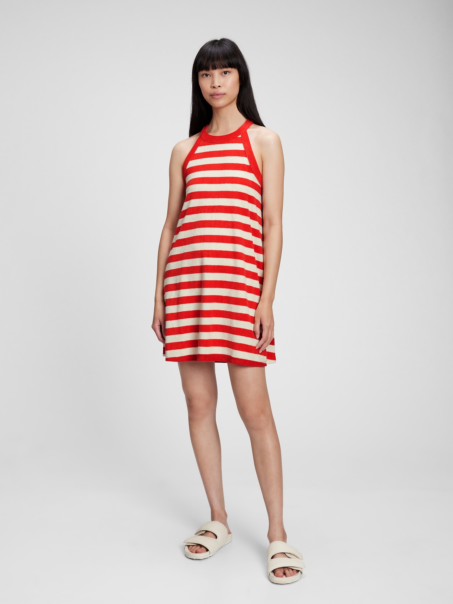 Towel Terry Stripe Halter Dress | Gap