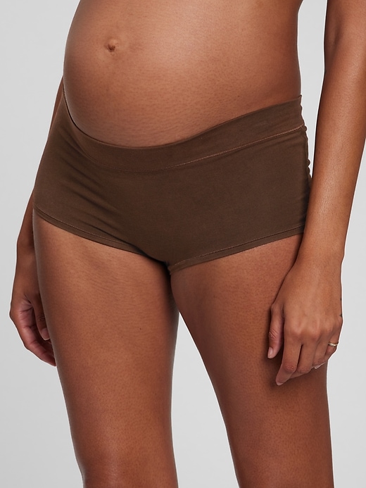 1 of 8 showing, with the color dark brown of product Maternity Shorty Briefs