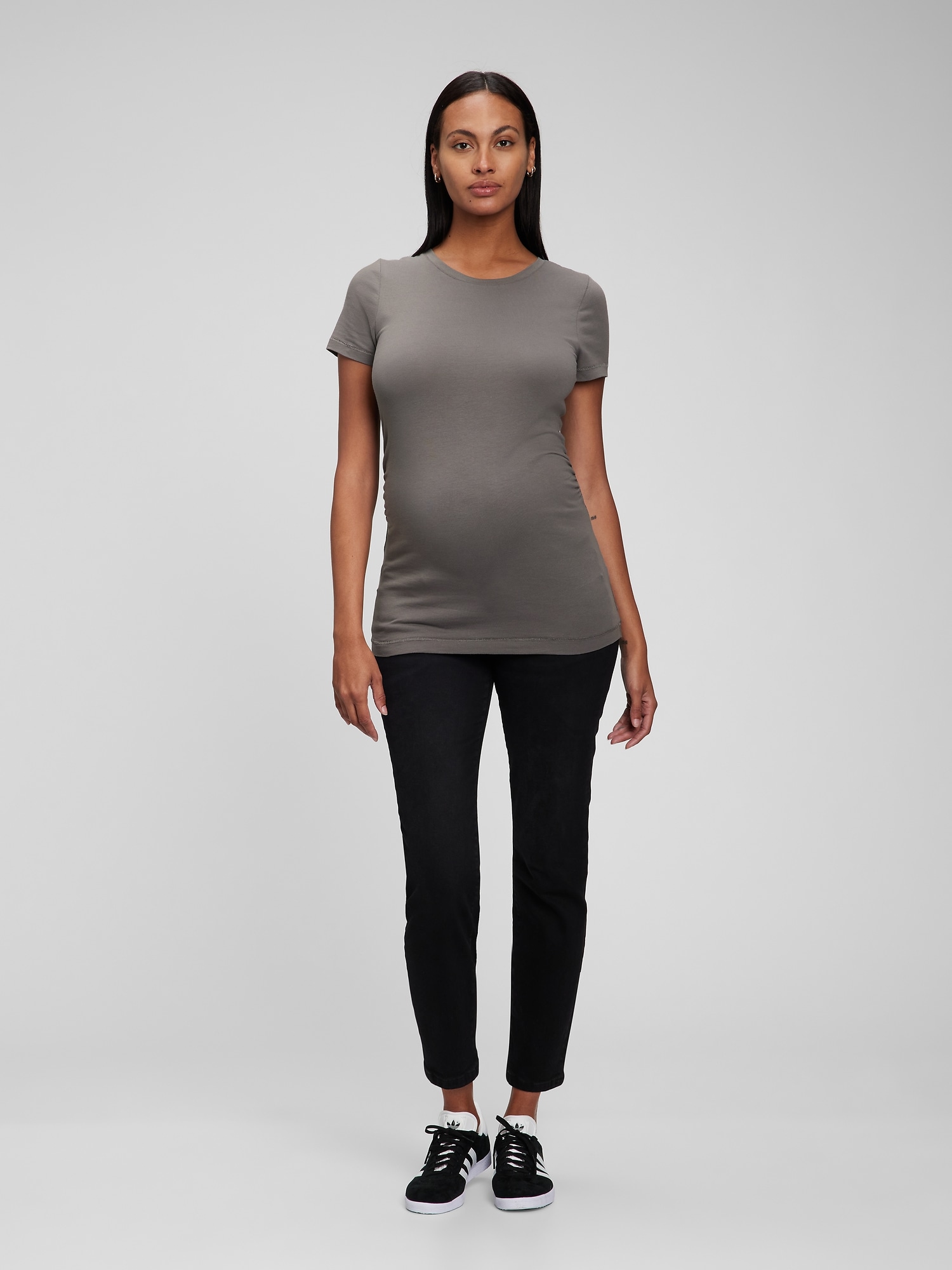 Gap Maternity Organic Cotton Vintage Crew T-shirt In Grey