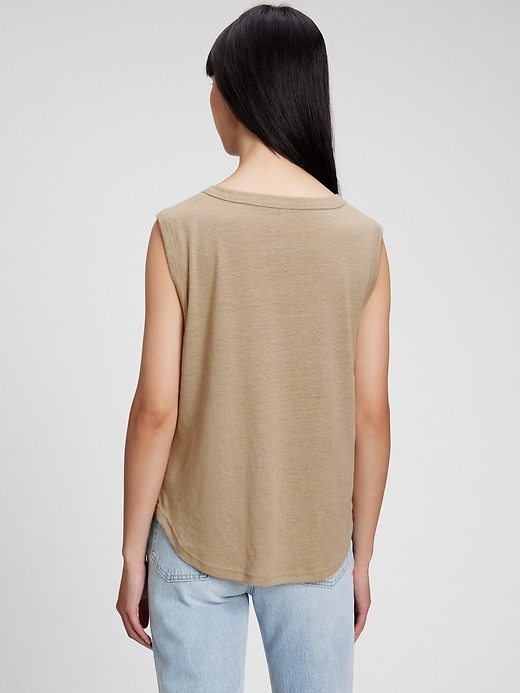 Image number 6 showing, Linen Blend Muscle Sleeveless T-Shirt