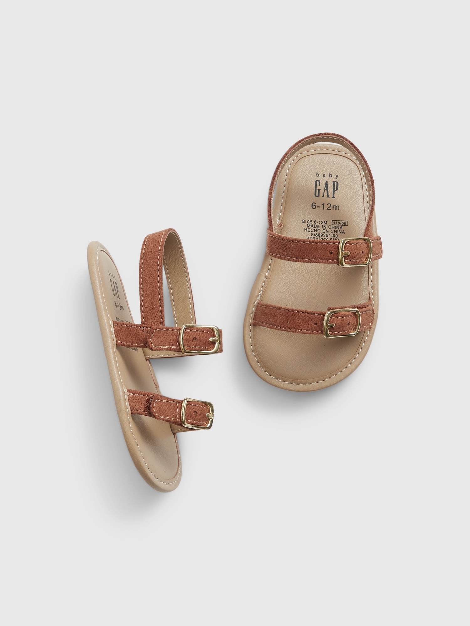 Gap Baby Two-strap Sandals In Natural Brown