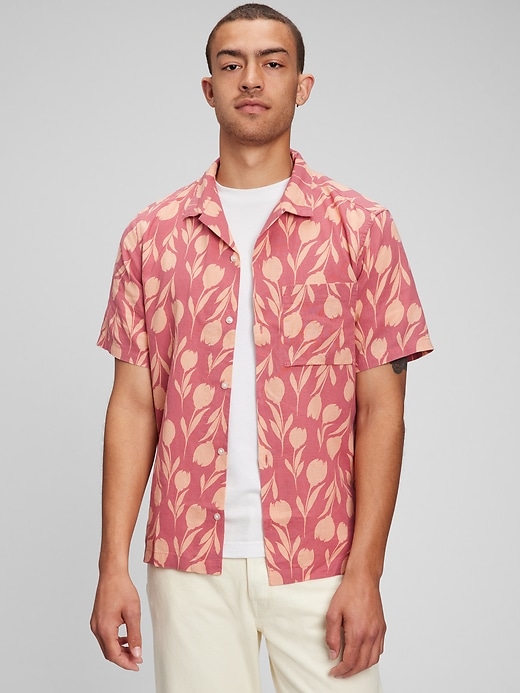 1 of 8 showing, with the color tulip of product Linen-Cotton Vacay Shirt