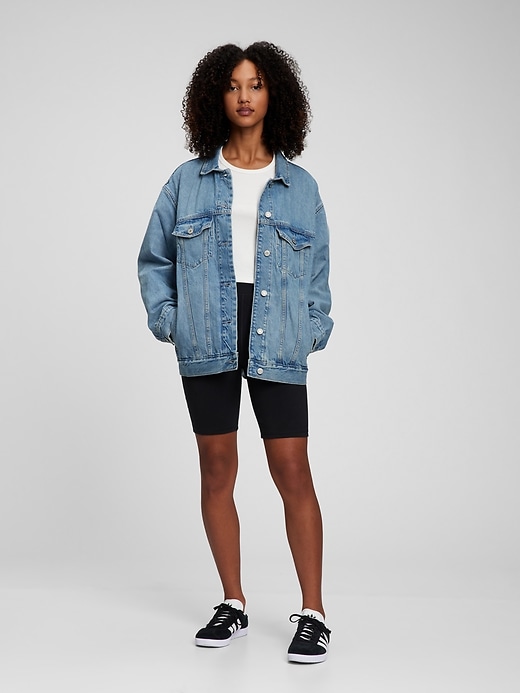 1 of 8 showing, with the color medium wash of product Teen Oversized Denim Jacket with Washwell