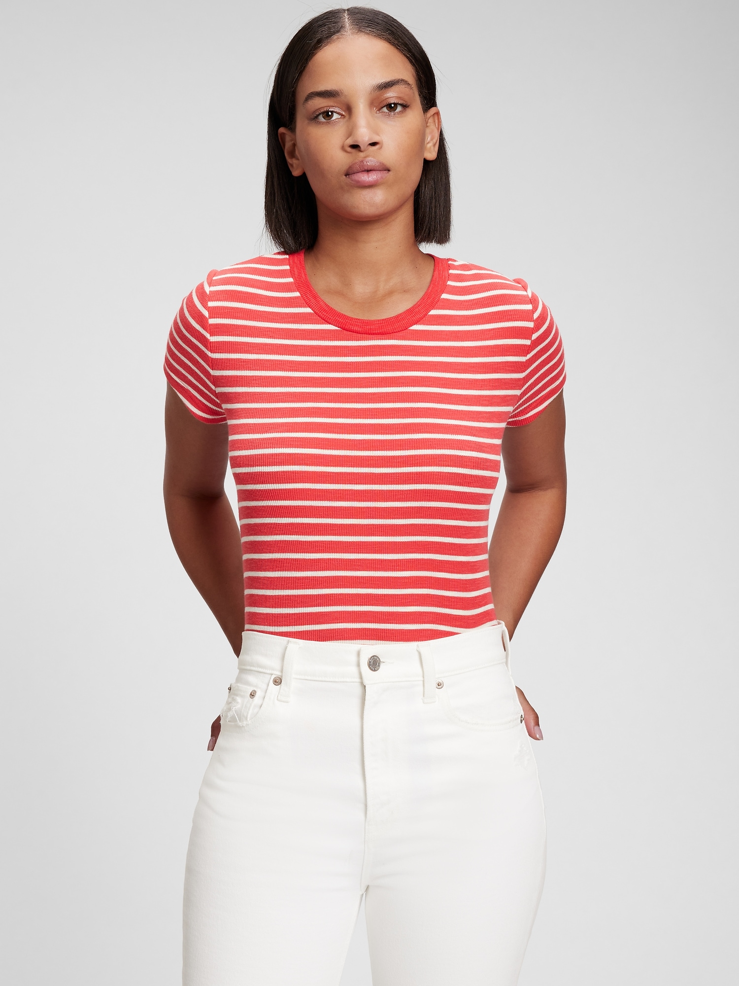 Rib Cap Sleeve T-Shirt | Gap