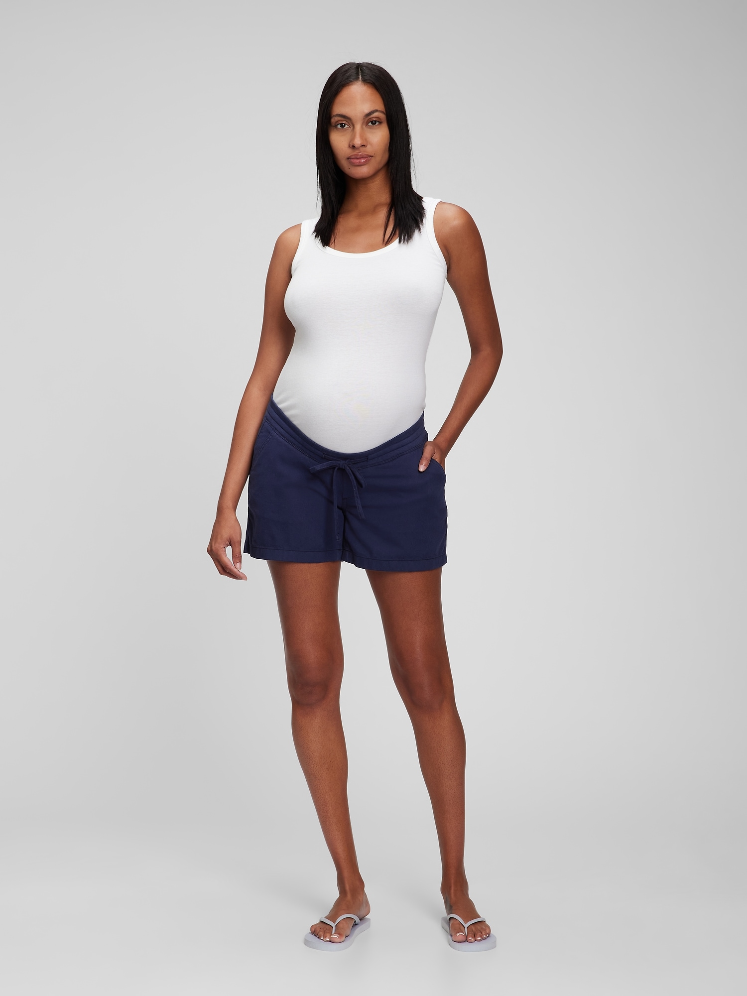Gap Maternity Linen-Cotton Pull-On Shorts