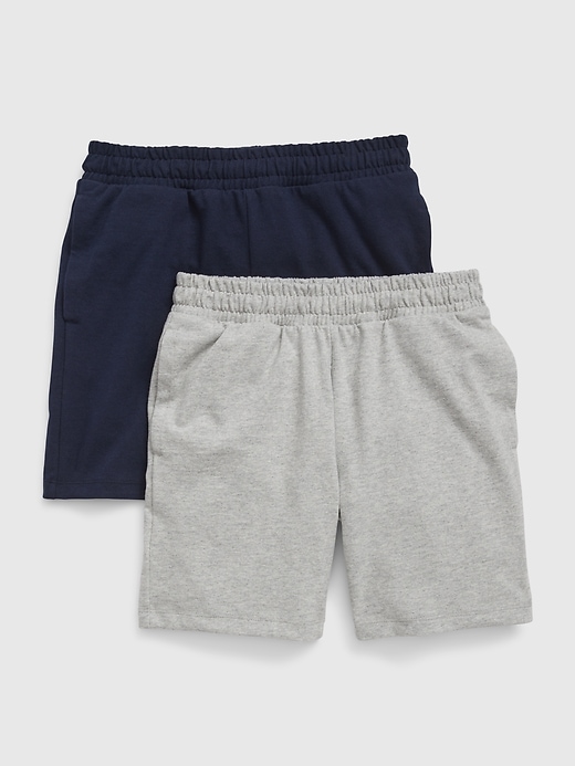 1 of 8 showing, with the color blue of product GapFit Kids Pull-On Sweat Shorts (2-Pack)