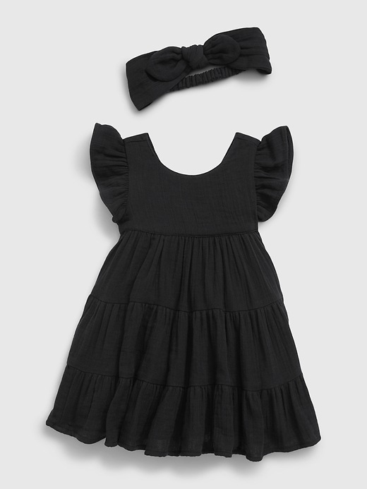 1 of 8 showing, with the color black of product Baby Tiered Dress Set