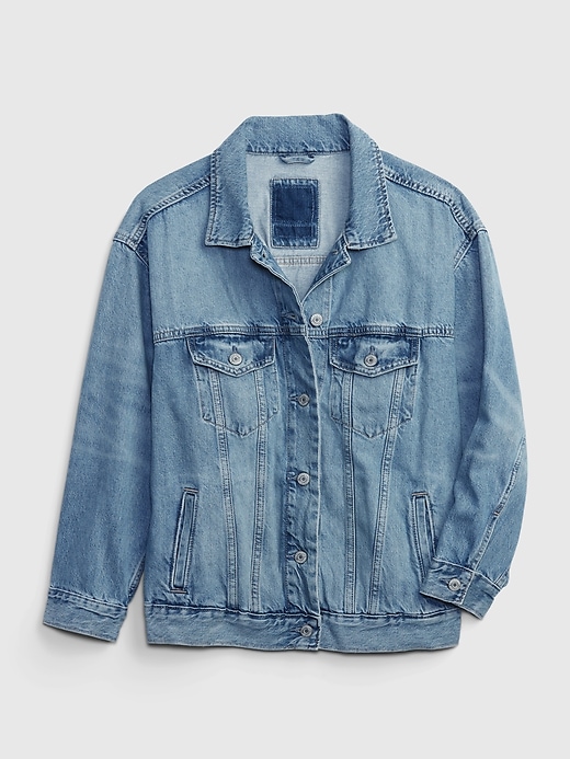 2 of 8 showing, with the color medium wash of product Teen Oversized Denim Jacket with Washwell