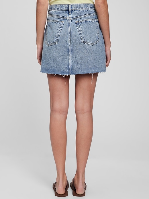 2 of 8 showing, with the color light vintage destroy of product Icon Denim Mini Skirt with Washwell