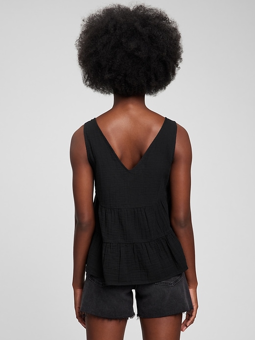 Image number 2 showing, Crinkle Gauze Tiered Tank Top