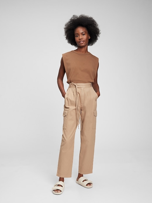 Image number 1 showing, High Rise Pleated Cargo Pants with Washwell
