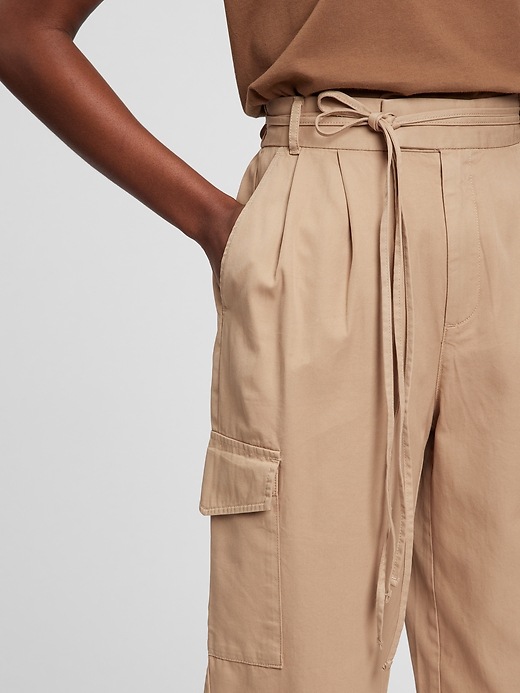 Image number 3 showing, High Rise Pleated Cargo Pants with Washwell