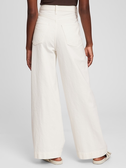 2 of 8 showing, with the color new off white of product High Rise Pleated Wide-Leg Trouser with Washwell