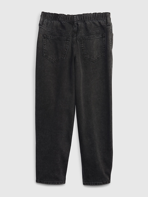 2 of 8 showing, with the color black wash of product Kids High Rise Barrel Jeans