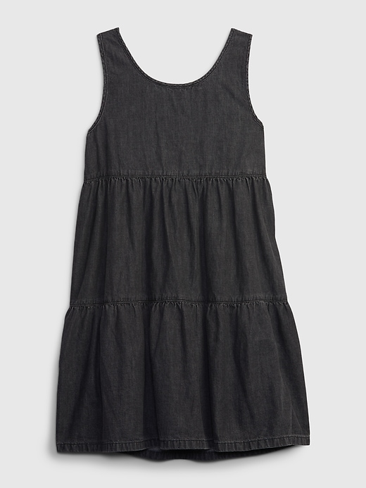 2 of 8 showing, with the color black wash of product Kids Black Denim Dress with Washwell