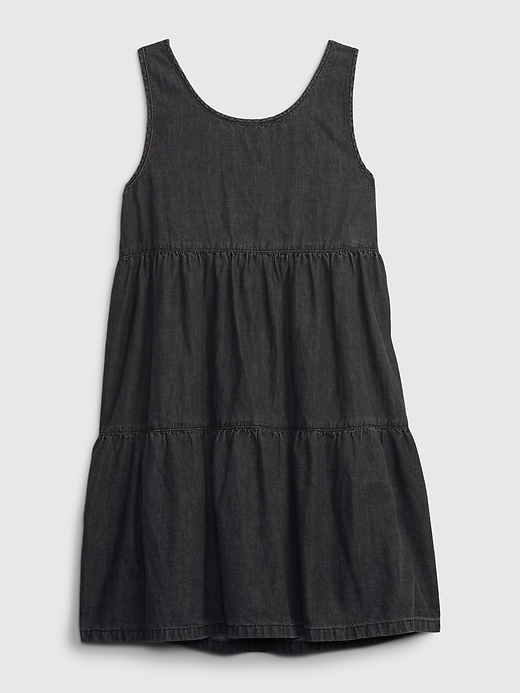 Image number 2 showing, Kids Black Denim Dress with Washwell