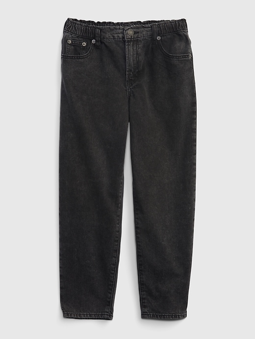 1 of 8 showing, with the color black wash of product Kids High Rise Barrel Jeans