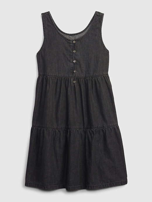 1 of 8 showing, with the color black wash of product Kids Black Denim Dress with Washwell