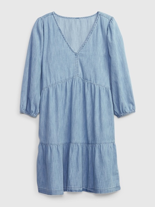 Image number 6 showing, 100% Organic Cotton Denim Tiered Dress with Washwell
