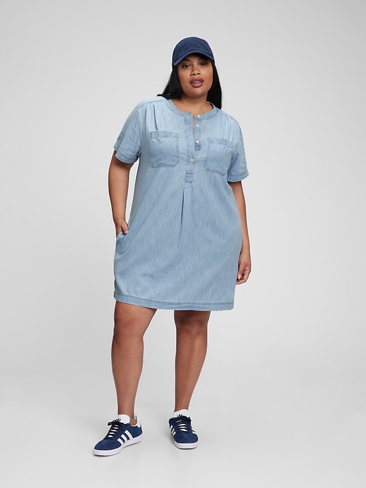 gap denim popover dress 100% Organic Cotton Denim Popover Dress