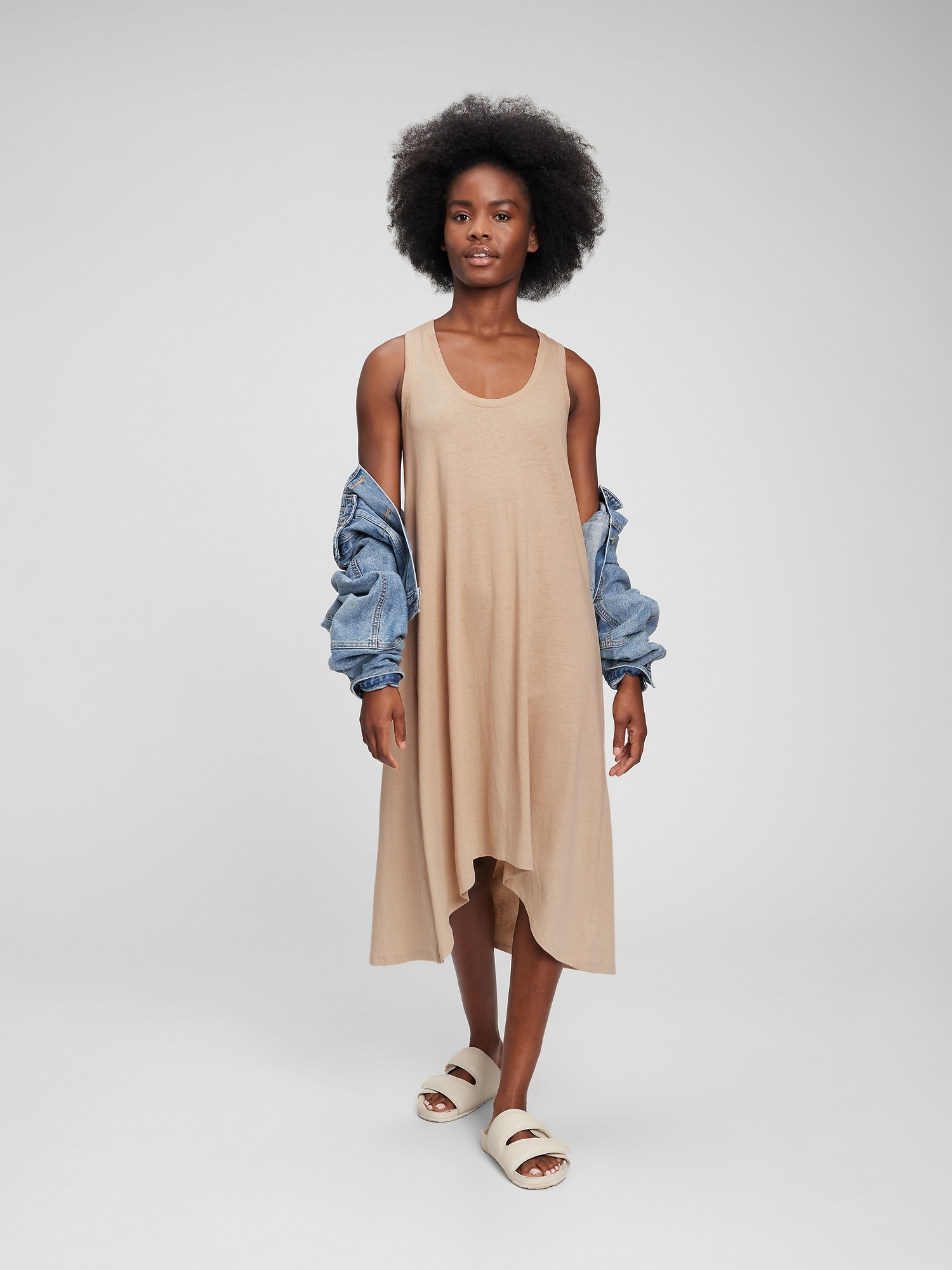 Linen Cotton HiLow Tank Dress Gap