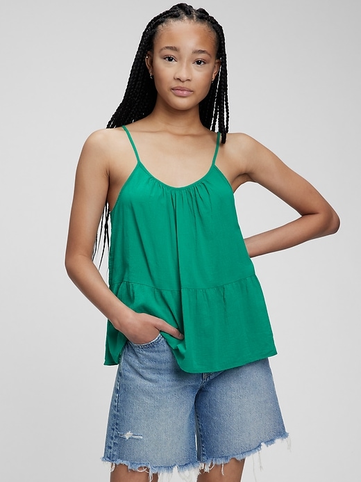 1 of 8 showing, with the color deluxe green of product Peplum Cami