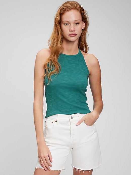 Image number 7 showing, Tie-Back Cropped Halter Tank Top