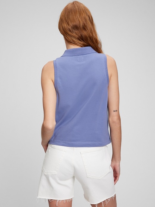 Image number 7 showing, Sleeveless Cropped Pique Polo