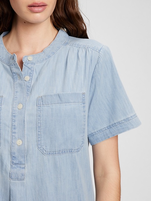 gap denim popover dress 100% Organic Cotton Denim Popover Dress