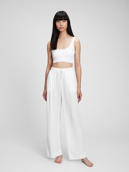 1 of 8 showing, with the color optic white of product Airy Wide Leg Pants