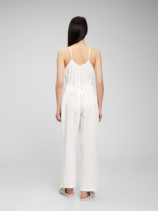 2 of 8 showing, with the color new off white of product Crinkle Gauze Jumpsuit