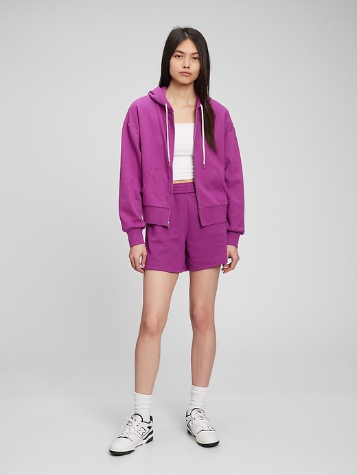 1 of 8 showing, with the color rose pink verbana of product Vintage Soft Cropped Full-Zip Hoodie