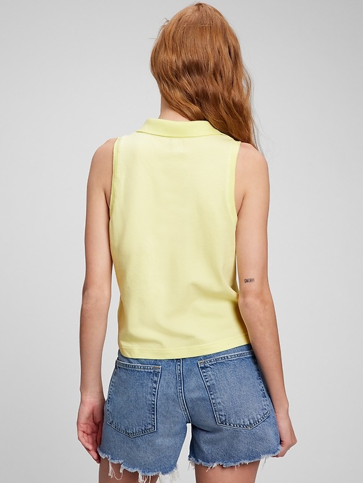 Image number 2 showing, Sleeveless Cropped Pique Polo