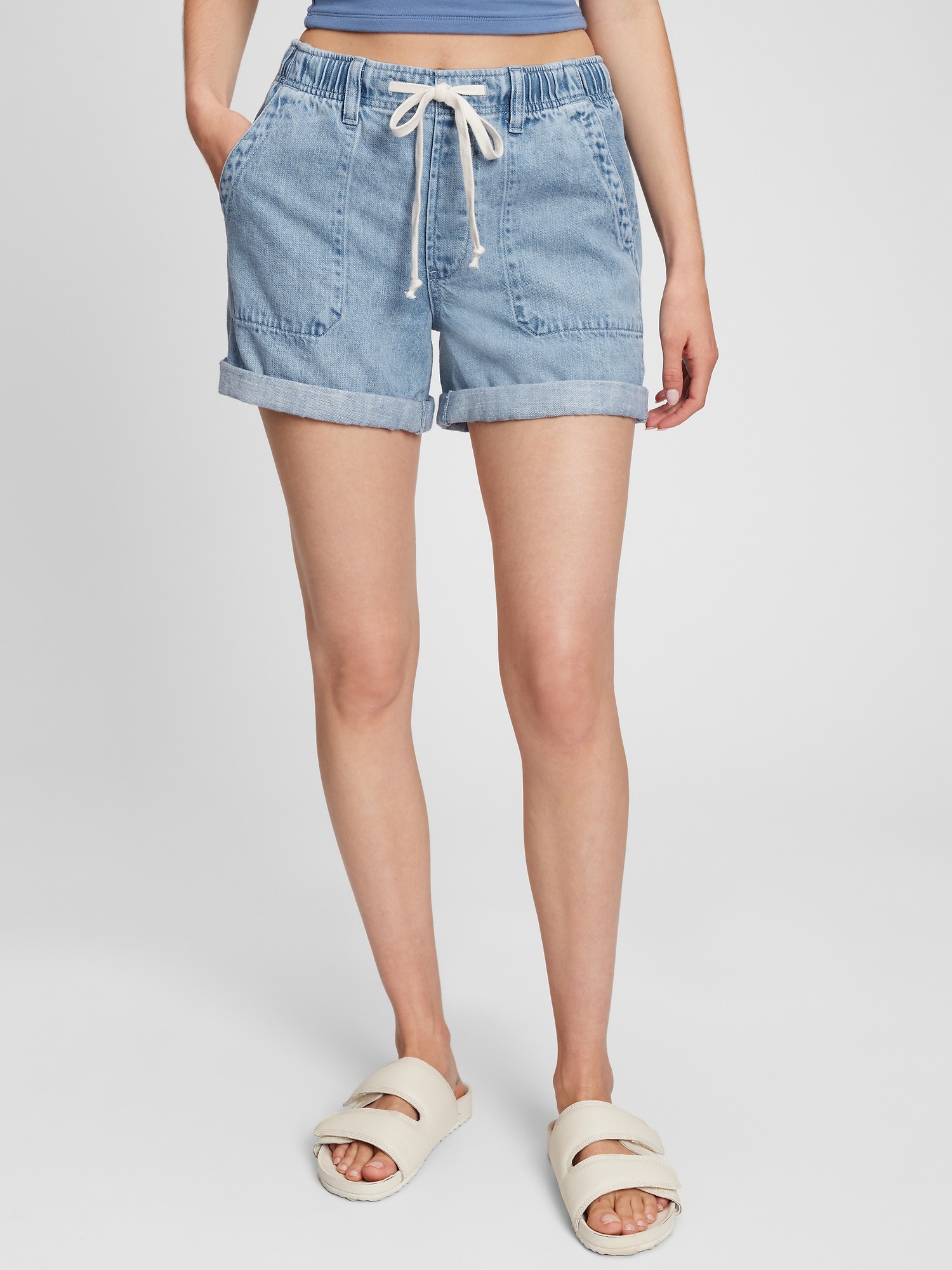 Denim PullOn Shorts with Washwell Gap