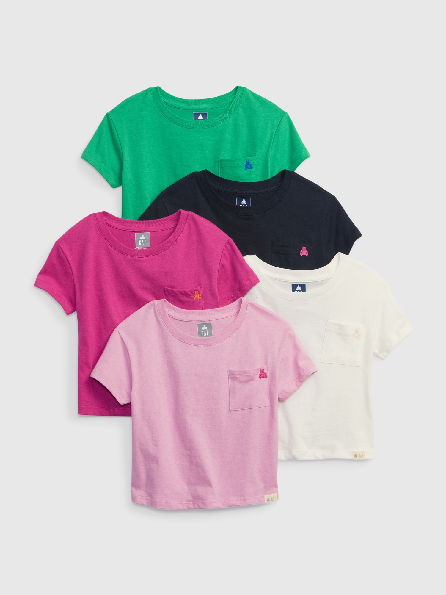 Gap Babies' Toddler Organic Cotton Mix And Match Pocket T-shirt (5-pack) In Multi
