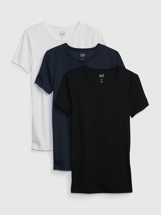1 of 8 showing, with the color white, black, & navy blue of product Modern Crewneck T-Shirt (3-Pack)