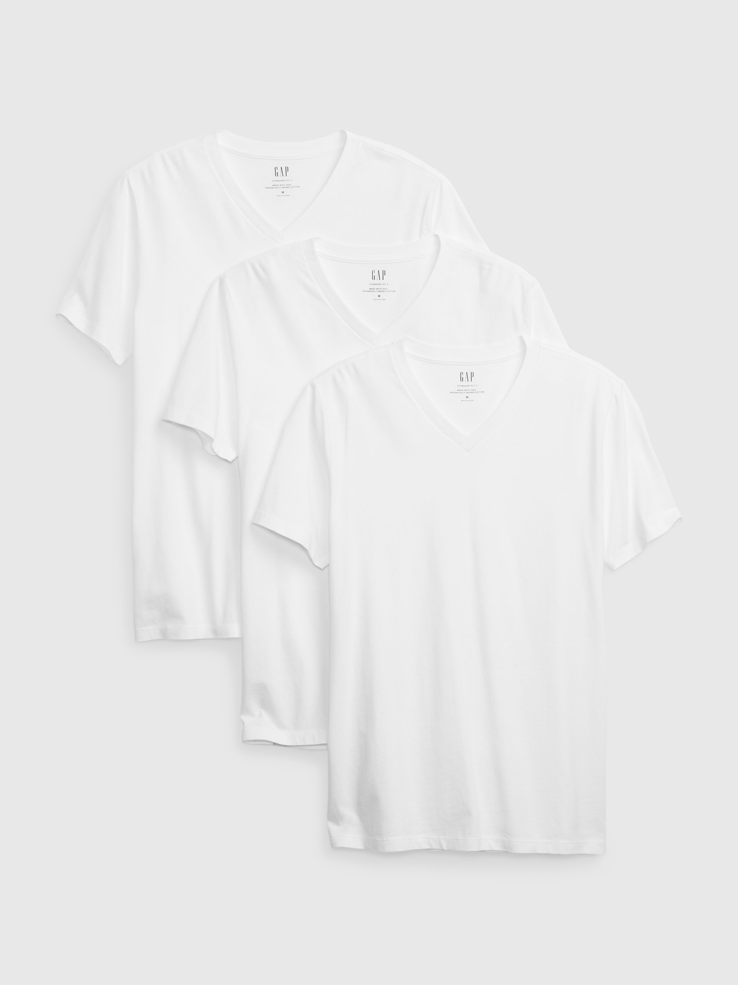 Gap Organic Cotton Standard V-neck T-shirt (3-pack) In White